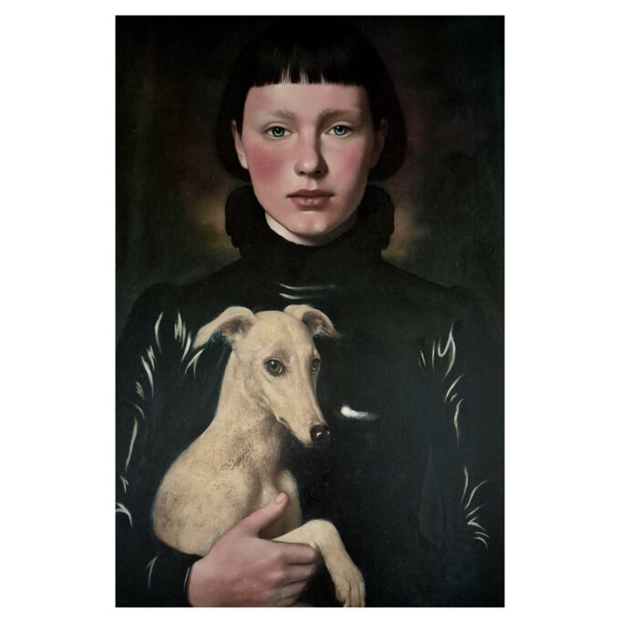 Agostino Rocco, Mathilda, 2026, olio su carta su tavola, 45x30cm
