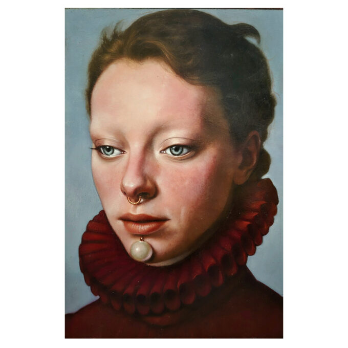 Agostino Rocco, Rosalia, 2025, olio su carta su tavola, 25x18 cm